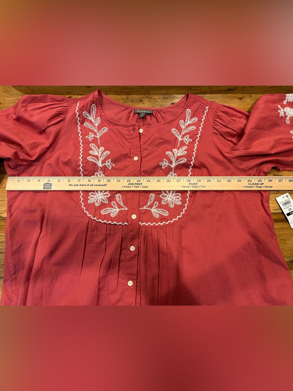 Embroidered Button-Front Blouse in Rose Pink Boho Festival Cottagecore NWT - Picture 6 of 8